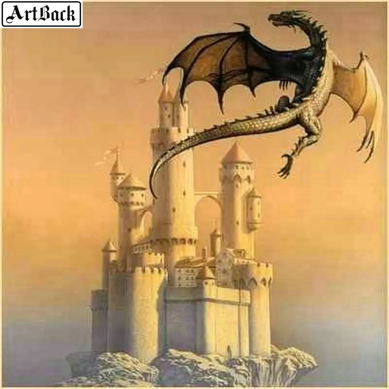 ARTBACK 5d алмазная роспись дракона замок камни в форме ромба/круглый дрель
