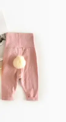 Штаны для детей 0-1-2 лет, милые леггинсы с помпонами для малышей, зимние штаны для мальчиков, штаны для маленьких девочек, детские милые штаны - Цвет: Розовый