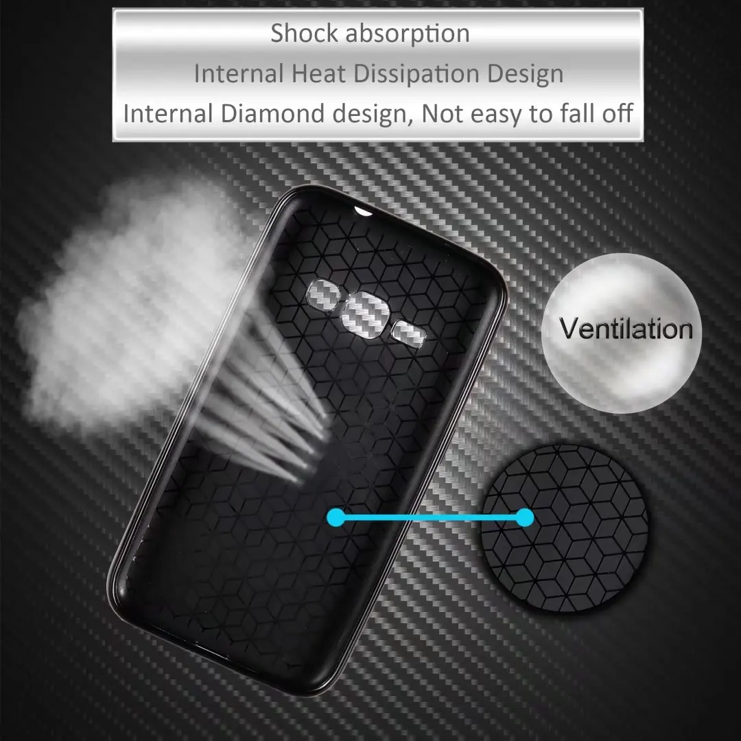 UPaitou Soft Carbon Fiber Flexible Silicone Case for Samsung Galaxy J1 2016 TPU j1 6/J120F/J120H Cover |
