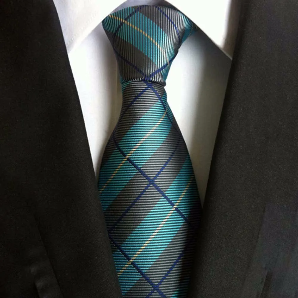 

Polyester Jacquard Ties For Men, Fashion Stripe Check Pattern Print Necktie For Business Or Wedding Suits