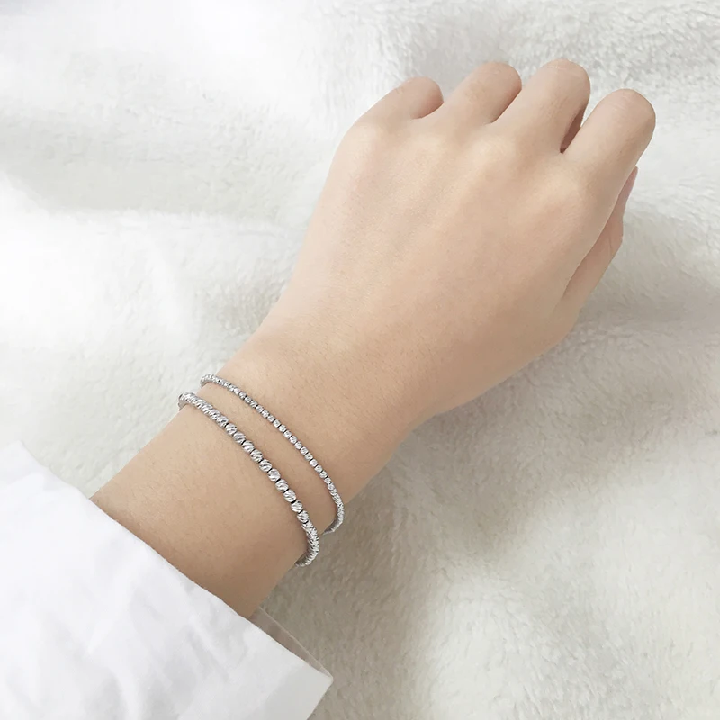 Sinya 18k Au750 золотые лазерные бусины, браслет для маленьких детей, девушек, женщин, длина от 12 см до 22 см, диаметр бисера 2,5 мм