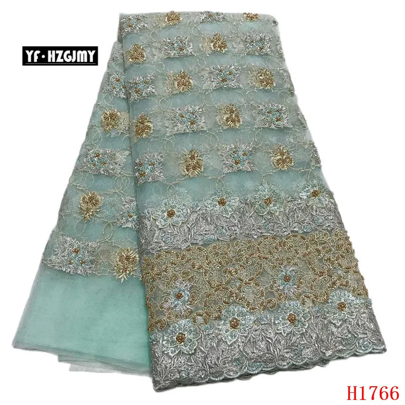 

YF HZGJMY Luxury French Lace Fabric High Quality 2019 Handmade Beaded Embroidered African Tulle Dress Net Lace Fabric A1766
