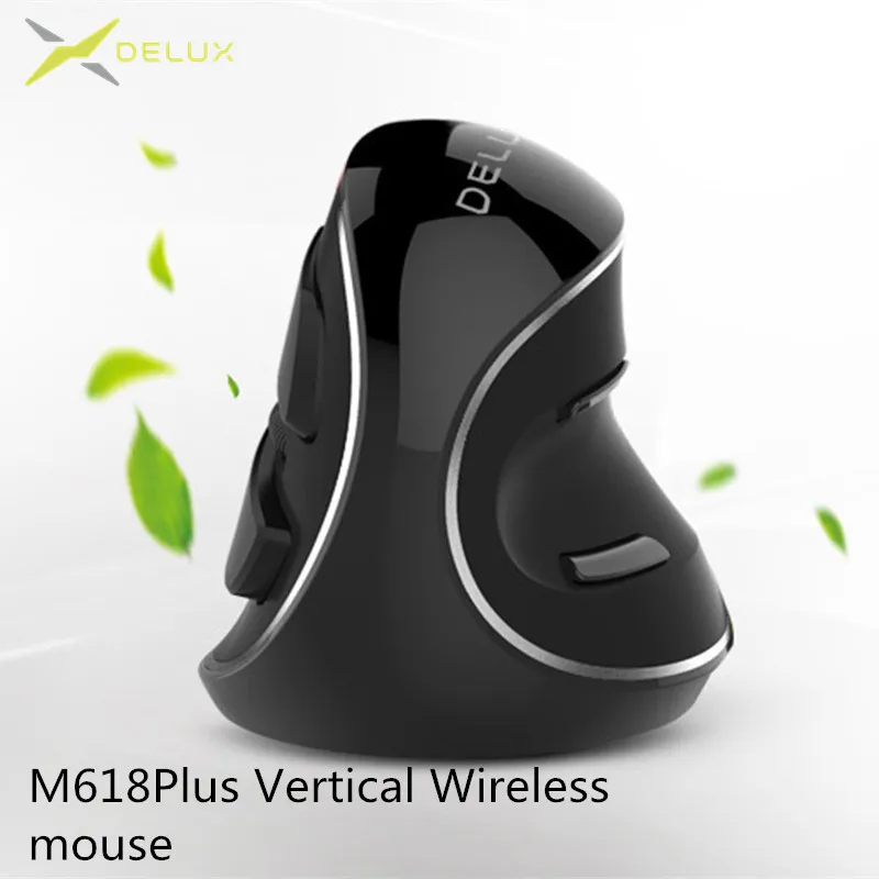 Вертикальная мышь Delux M618 плюс эргономичная Вертикальная Беспроводной Мышь 800/1200/1600 Точек на дюйм 6 Функция Кнопки оптическая мышь с Съемный Упор для рук