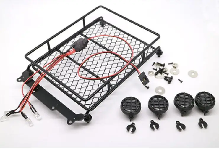 Металлическая стойка для багажа со светодиодными лампами масштаба 1/10 Rock Cralwer AXIAL