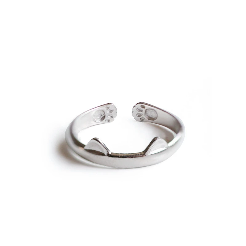 Close To Me S925 Sterling Silver Handmade Fine Jewelry Super Cute Cat Ring Minimalist Rings for Women | Украшения и аксессуары