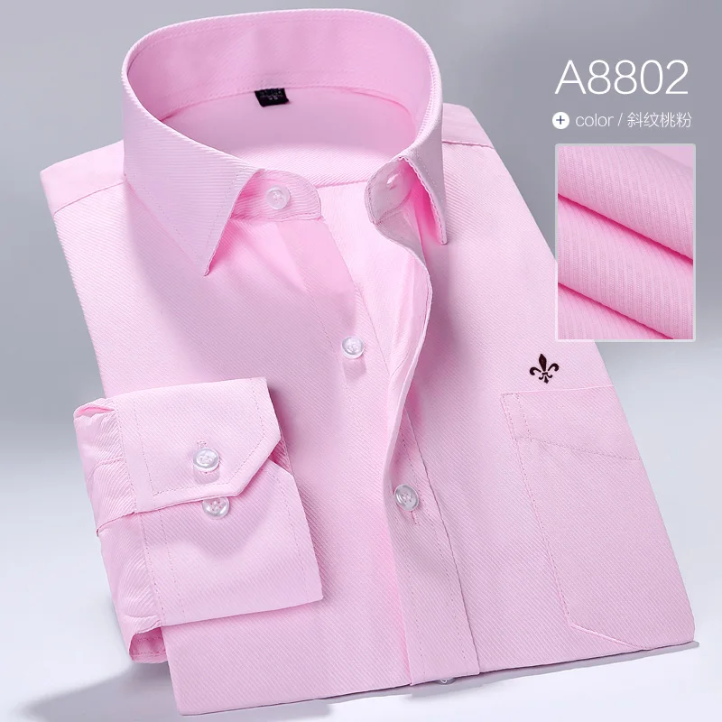 XYX-A8802XPINK Dudalina, мужские рубашки, Social,, брендовая, весенняя, формальная, не железная, рубашка, солидная, с длинным рукавом, Бизнес Стиль, мужские рубашки - Цвет: XYX-A8802XPINK