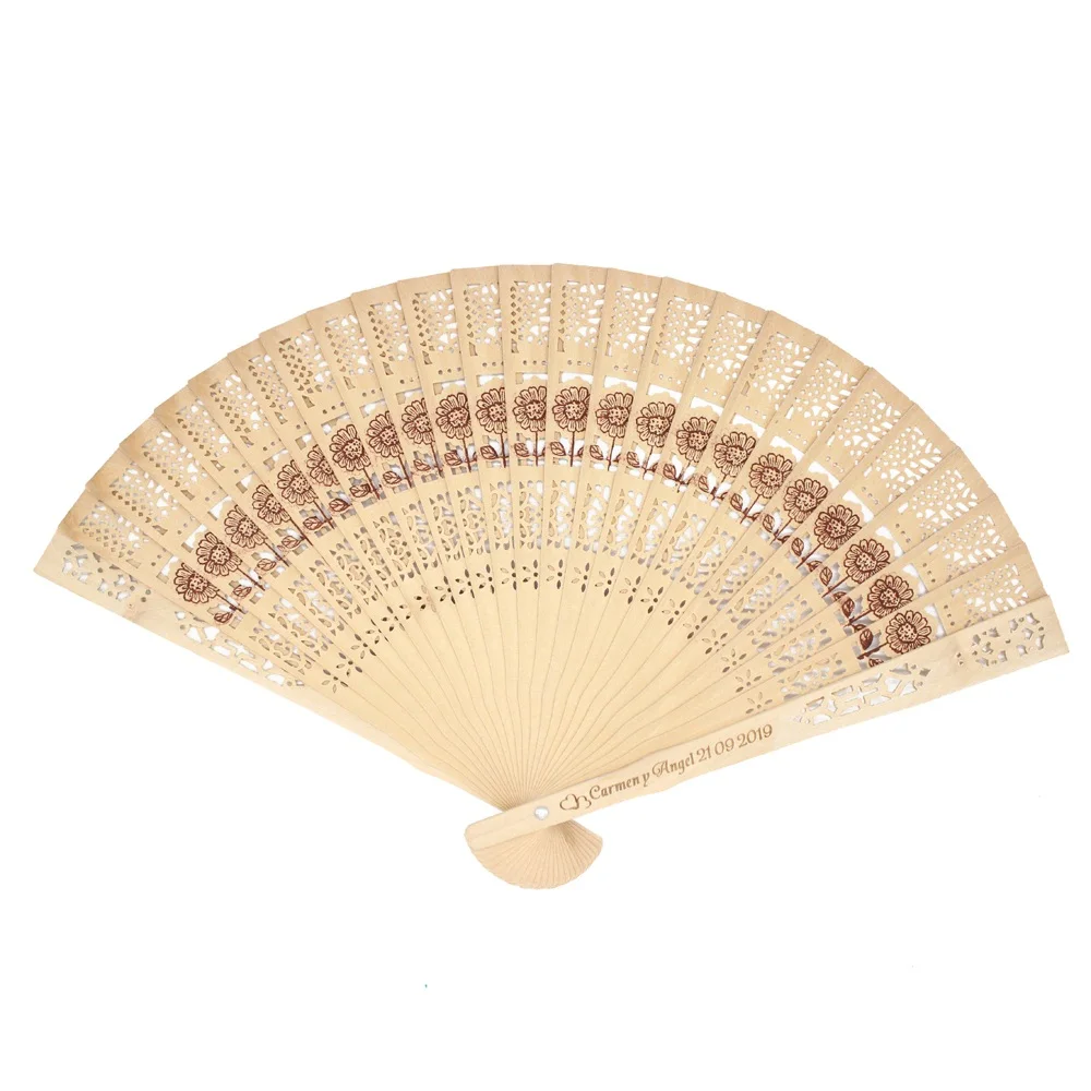 100 шт. индивидуальная гравировка на дереве складной ручной вентилятор деревянные