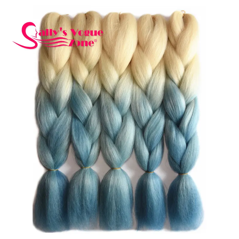 Sallyhair синий фиолетовый розовый красочные высокая температура большие синтетические косы омбре плетение волос для наращивания белый для женщин - Цвет: Розовый