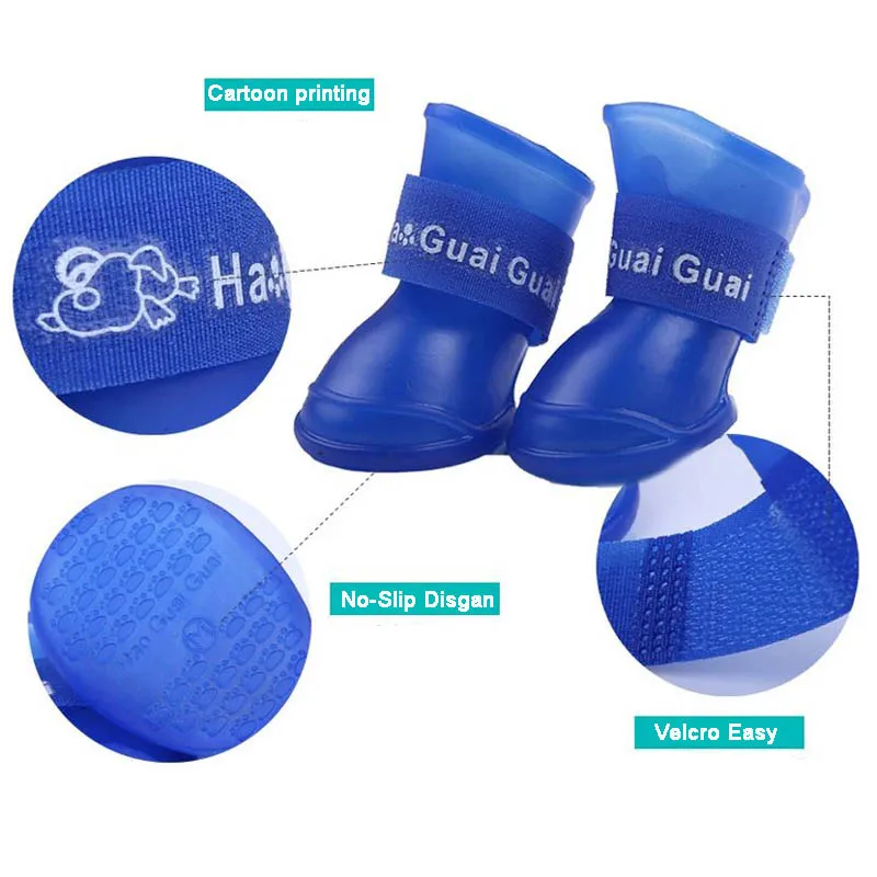 Водонепроницаемые ботинки для собак Нескользящие 4 шт./компл. Размеры S M L 5 цветов
