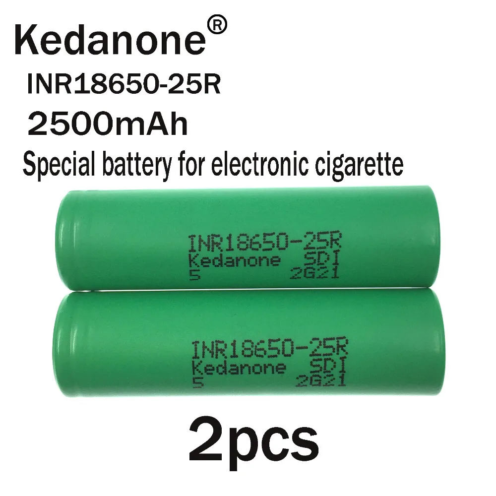2018 2 unids Kedanone для оригинального samsung 18650 литиевая батарея 25r inr1865025r 20a 2500 мАч