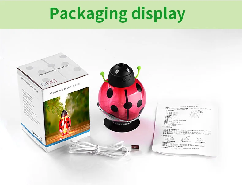 Apano 2016 New 260ML Ladybug Ultrasonic Humidifier Mini USB Portable Office Home Car Air Diffuser Mist Maker DC 5V Led Light | Бытовая