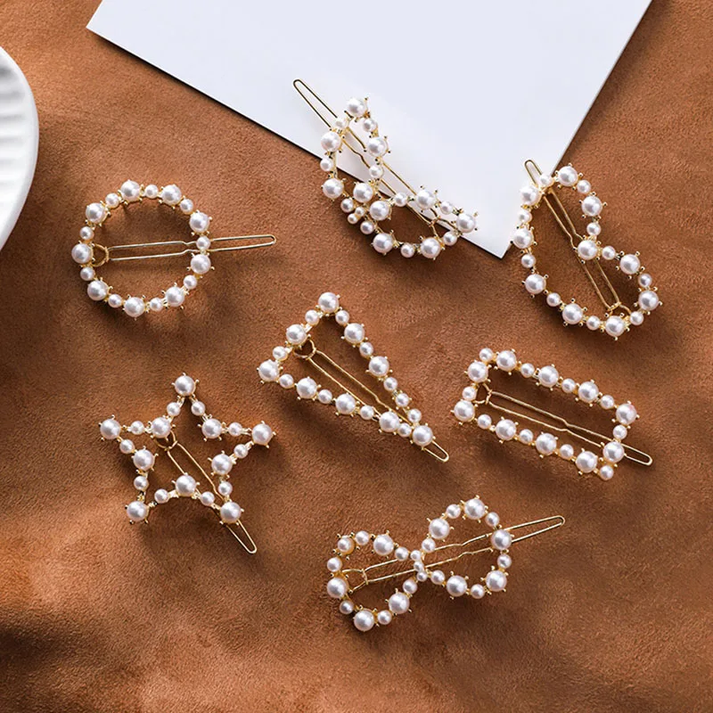 5 Style New Fashion princess Crystal Pearl Hair Clip Metal Hairclip Elegant Barrette Pins Styling Tool Clips J11 | Красота и здоровье