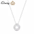 QIMING ожерелье с маленьким компасом кулон Восток Южный Запад Северный гравировка модные ювелирные изделия аксессуары ручной работы винтажная цепочка Ожерелье