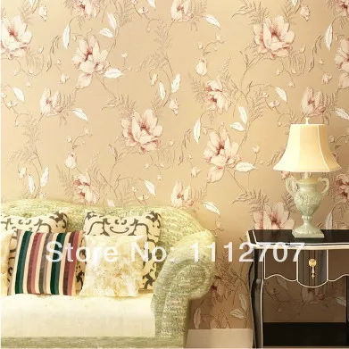 Top quality Pastoral style wallpapers bedroom and wedding room decorative papel de parede non woven embossed wall paper roll wallpaper roll size roll