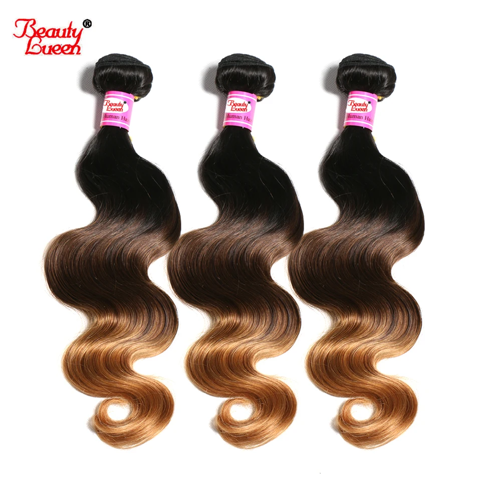 Омбре перуанские объемные волны 3 пучка человеческих волос с закрытием 1b/4/27 30 медовый блонд Кружева