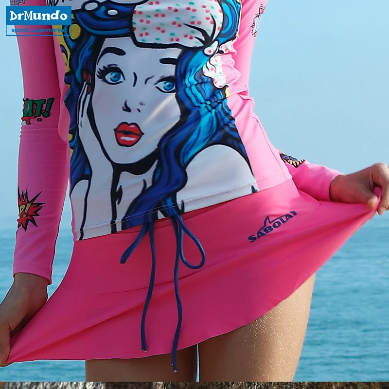 С длинным рукавом Rash guard Для женщин Одежда для ныряния гидрокостюм серфинга