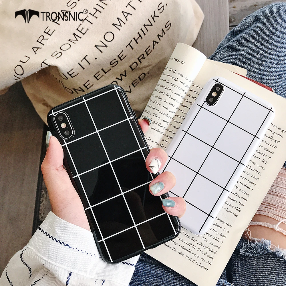 tronsnic plaid phone case for iphone x xs max xr soft silicone black white case for iphone 6s 7 8 plus luxury covers hot fashion free global shipping