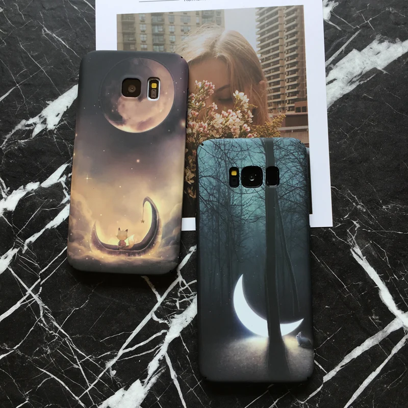 Светящийся чехол для samsung Galaxy s7 s8 s9 плюс Чехол Луна на задняя крышка Edge note 8 телефон