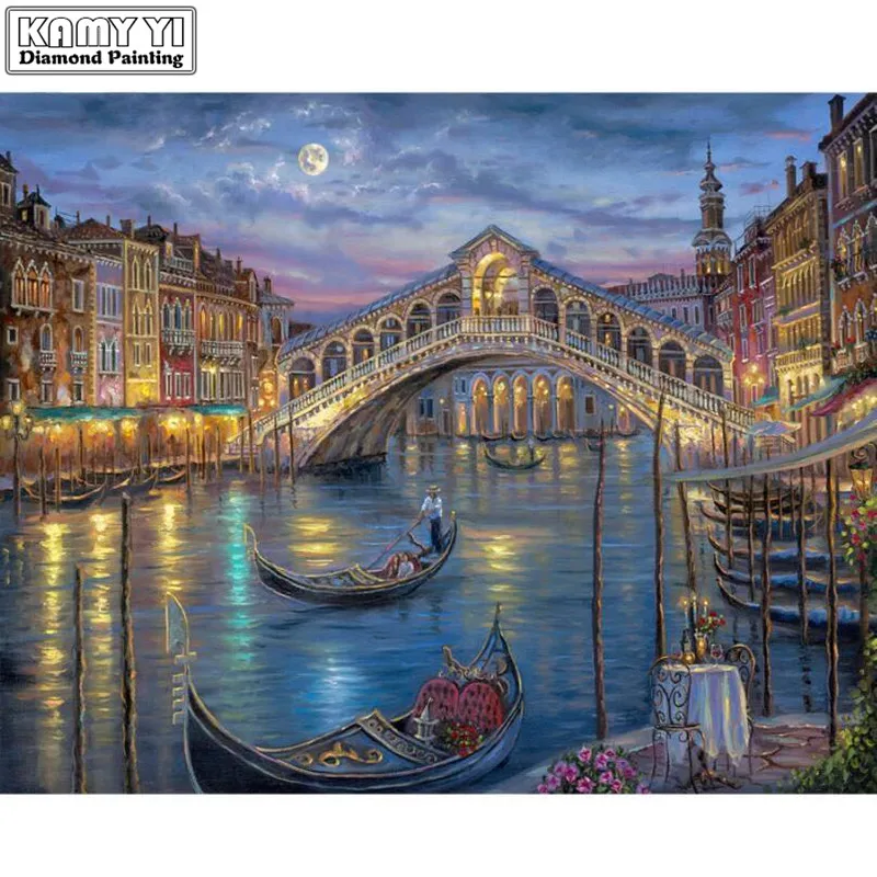 

Scenery tree landscape village train DIY Crystal full drill square 5D diamond painting cross stitch kit mosaic Square rhinestone