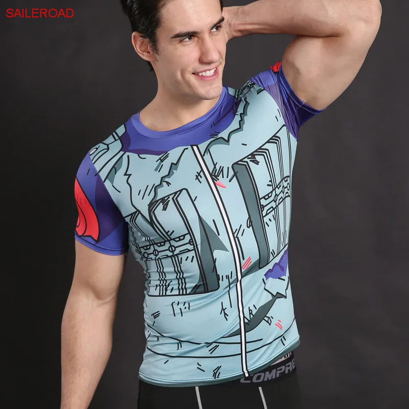 Мужская 3d футболка с суперменом и драконом компрессионная для кроссфита