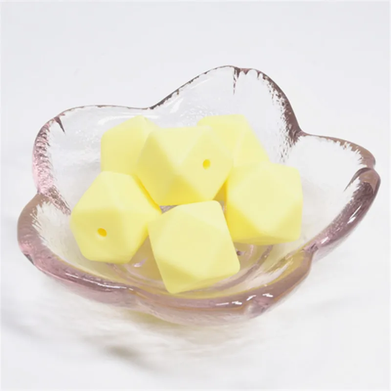 Candy Yellow 10 шт. 14 мм шестигранные Силиконовые бусы для прорезывания зубов зубной прорезыватель для малышей DIY игрушечный детский душ подарок ожерелье пустышка цепь свободные бусины - Цвет: Candy Yellow