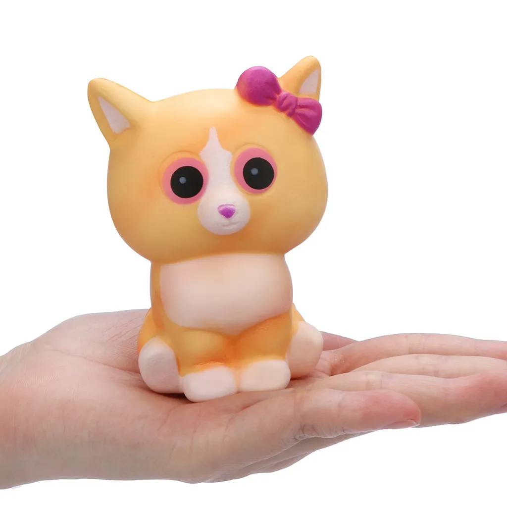 Эластичный экологически чистый ПУ кошачий антистресс Kawaii белый крем