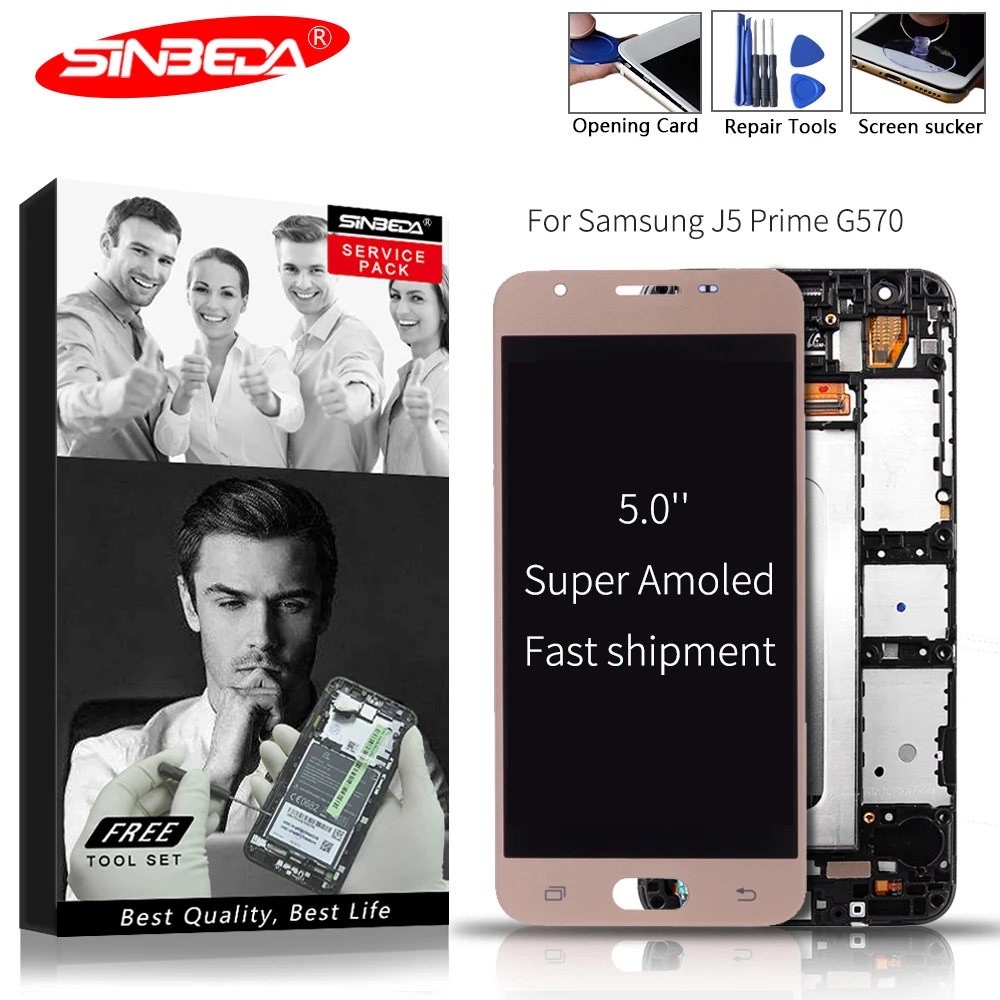 Sinbeda Super AMOLED 5 0 &quotЖК дисплей для SAMSUNG J5 Prime 2 ГБ/3 Гб оперативной памяти ЖК сенсорный