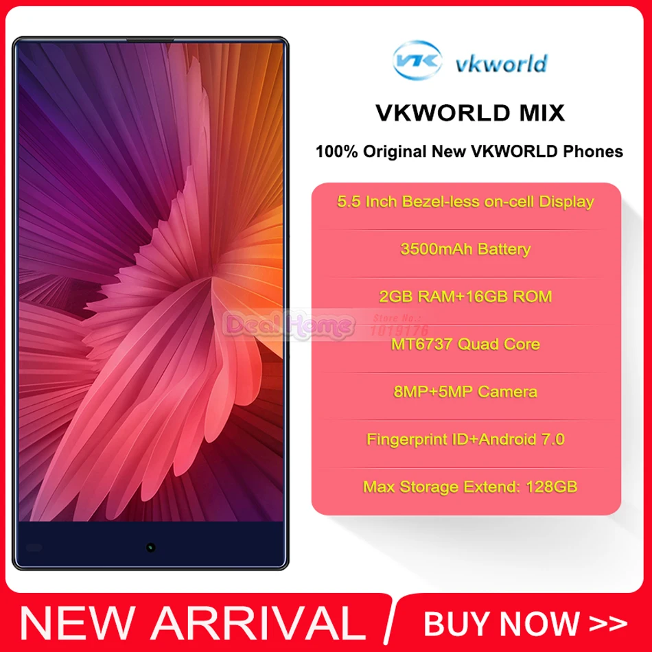 В наличии! vkworld микс 5.5 &quotободок менее полный экран Android 7.0 MT6737 4 ядра 2 ГБ