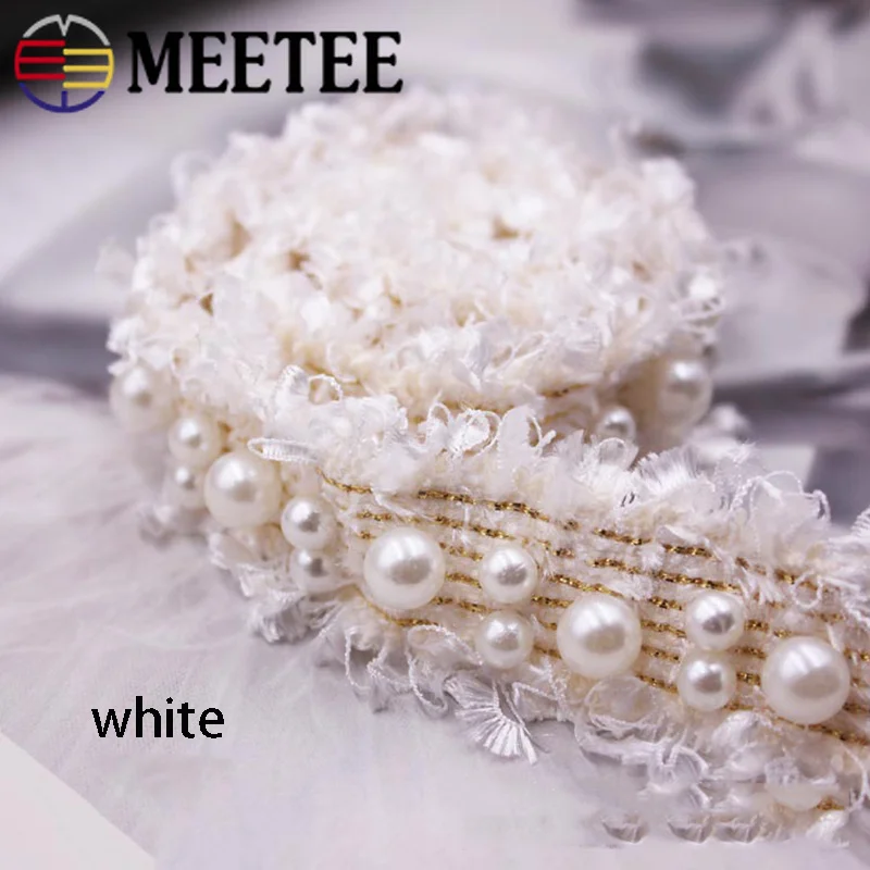 Meetee 4Meters 3cm Webbing Beaded Lace DIY Handmade Accessories Bow Clothing Trim for Curtains Bags Dress Ribbions BD235 | Дом и сад
