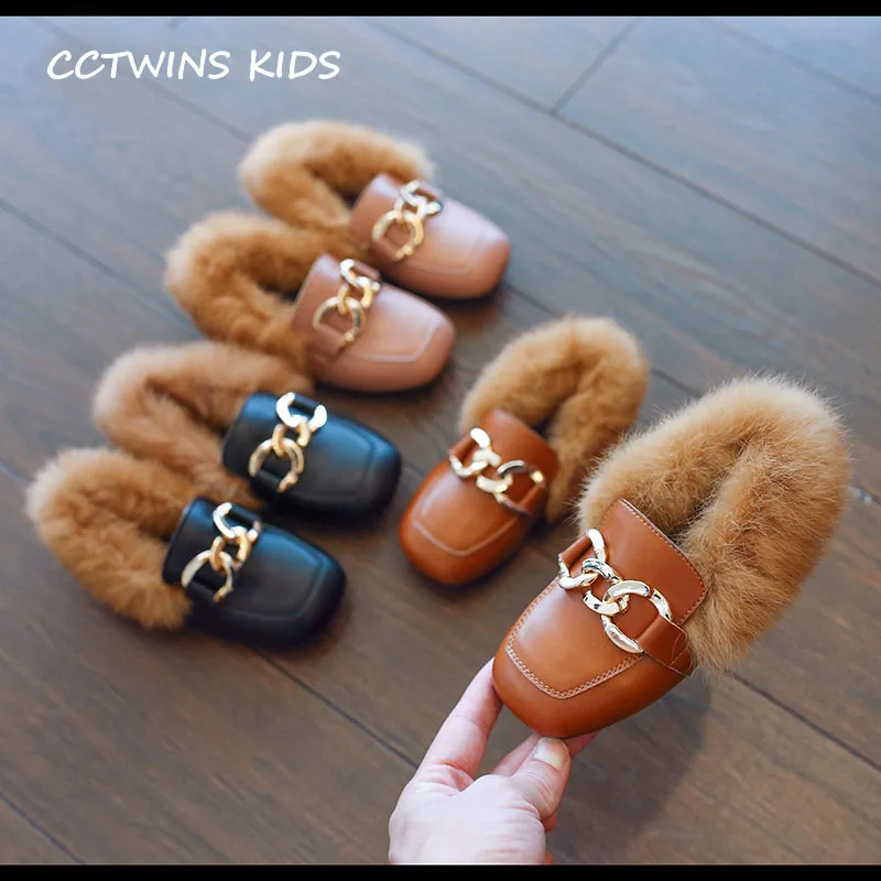 CCTWINS дети малыша цепи для маленьких девочек черная обувь Дети Мода Розовый Теплый плоский малыш бренд из искусственной кожи верблюд Лоферы G1536