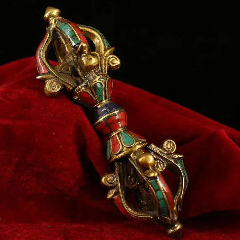 Из тибетского храма ручная работа медная инкрустированная драгоценным камнем