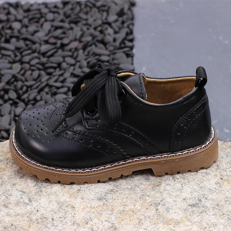 Круглый носок из натуральной кожи обувь для детей унисекс мальчиков и девочек
