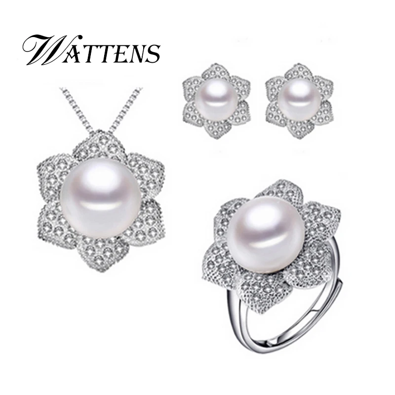 Комплект из колье и серёг серебра 925 пробы с натуральным жемчугом|natural pearl set|pearl
