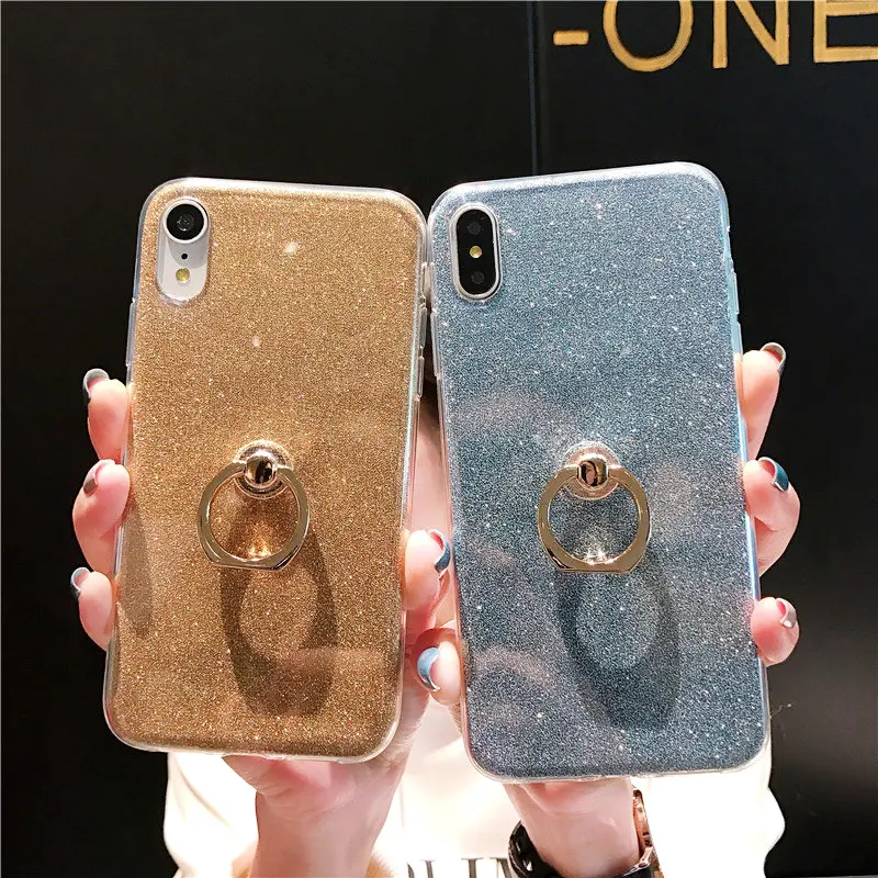 Силиконовый блестящий чехол для телефона Redmi Note 6 Pro с кольцом Xiaomi Mi A2 Lite Max3 8 8SE 6A 5