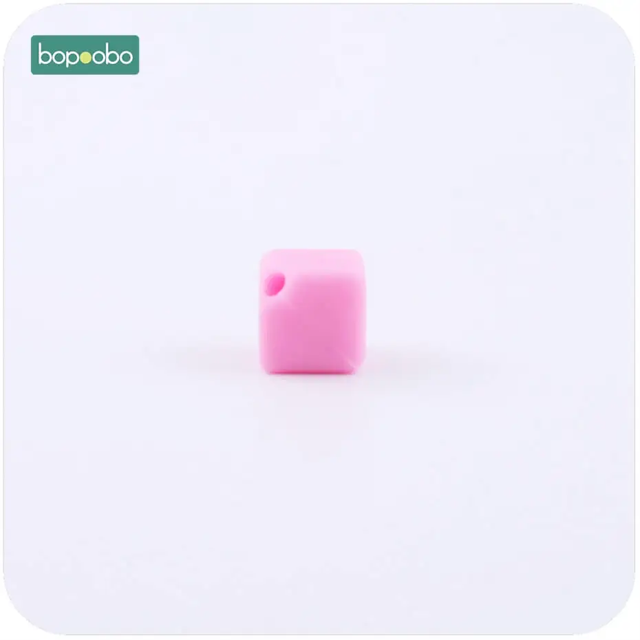 pink cube Bopobo силиконовая форма для кубиков-прорезывателей, Разноцветные 10 шт. 9 мм бусины, подарок для детей, сделай сам, прорезыватель, ожерелье, силикон для жевания, бусины для прорезывателей - Цвет: pink cube