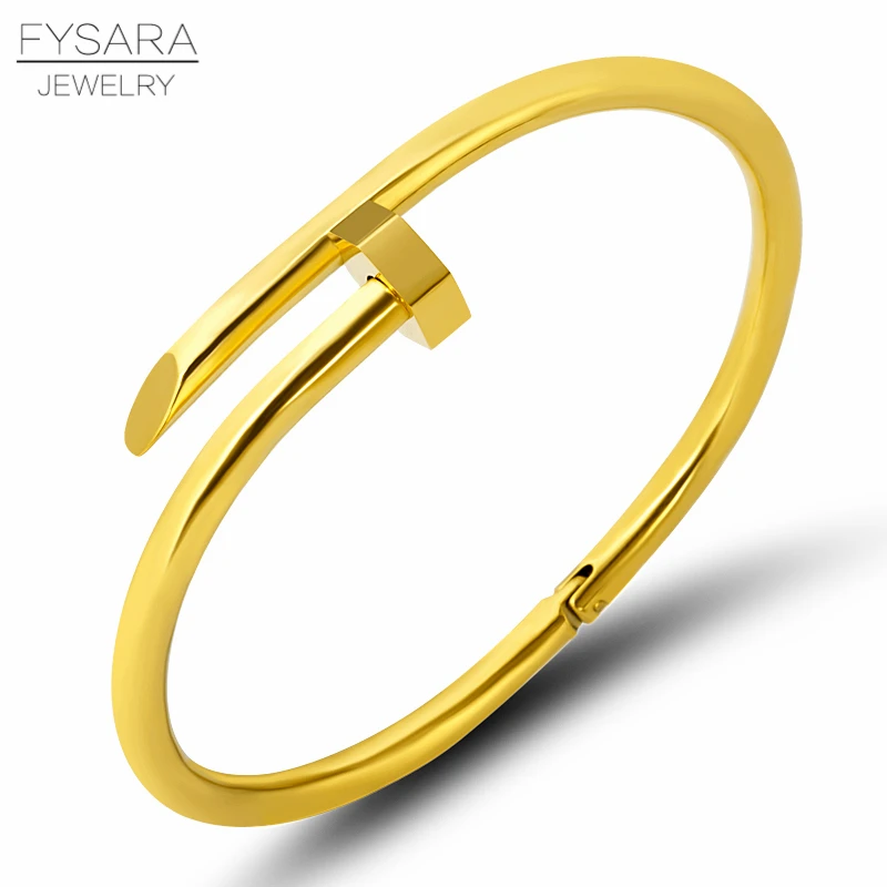FYSARA, квадратный/шестигранный винт, манжеты для ногтей, браслеты, браслеты для женщин, роскошные ювелирные изделия, золотой цвет, нержавеющая сталь, браслеты с подвесками