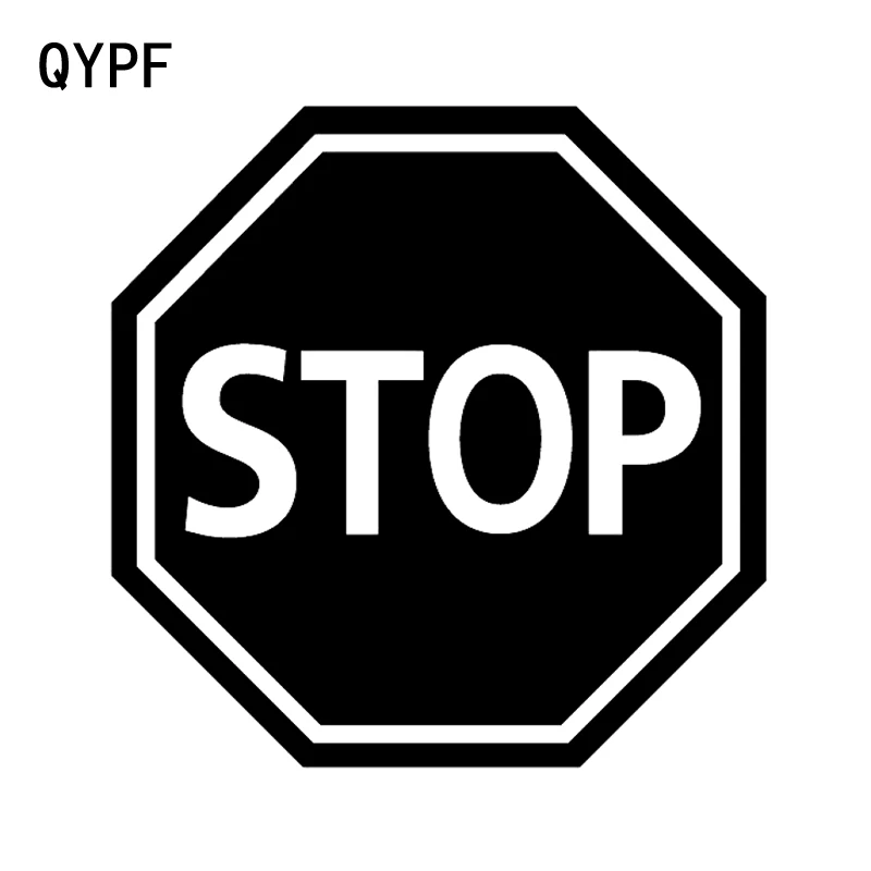 

QYPF 10.9CM*11CM Warning Mark STOP Graphic Car Sticker Black/Silver Vinyl Decoration S9-2297
