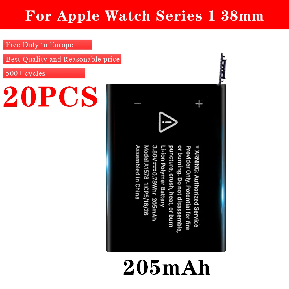 20 шт./лот запасных Батарея A1578 для Apple Watch 1 Series1 38 мм 205 mAh Smartwatch Batteria Акку лучшее