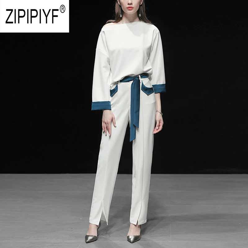 Повседневные Модные женские костюмы с цветным блочным длинным рукавом открытыми