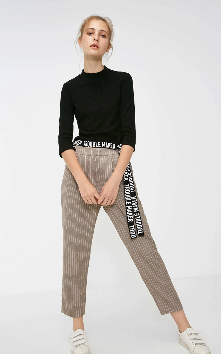 Vero Moda новые женские брюки женские OL Стиль Полосатый средней посадки повседневные укороченные брюки и капри | 318350517