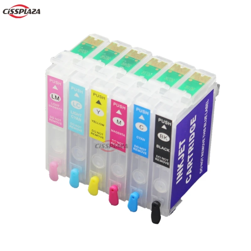 

CISSPLAZA T0801 refill ink cartridge compatible for epson R265 R285 R360 RX560 RX585 RX685 P50 PX650 PX700 PX800 PX710 PX720