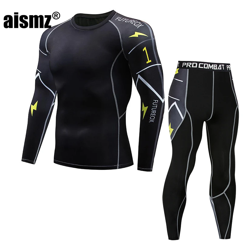 Aismz Thermal Underwear Men Thermo Clothes Long Johns Thermal Tights Winter Compression Underwear Quick Dry pantalon termico - Цвет: AZ2001H