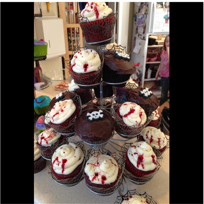 Горячая продажа 24 шт черный паутина лазерная резка обертки для кексов вкладыши