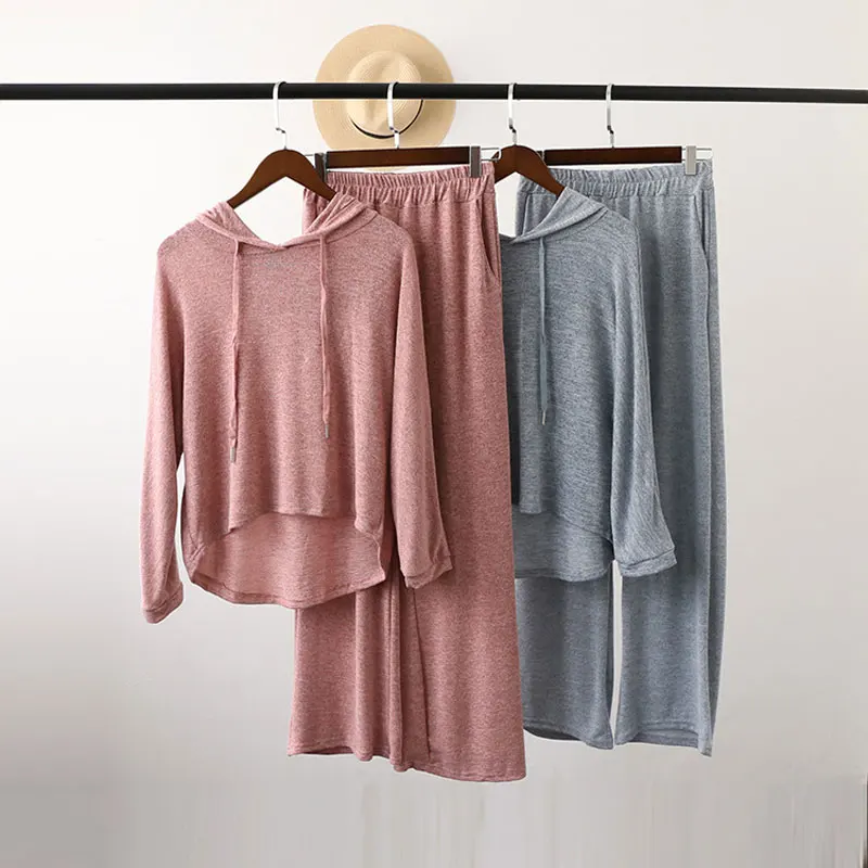 Женская Осенняя толстовка с капюшоном комплект из двух предметов Спортивная