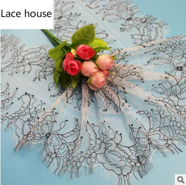 

16cm new black yarn two-color French lace wedding black/white eyelash lace