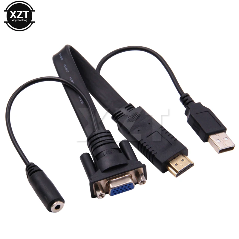 Адаптер HDMI-совместимый с VGA 0 2 м 1080P 3 5 мм для Xbox 360 PS3 ноутбуков ТВ | Электроника
