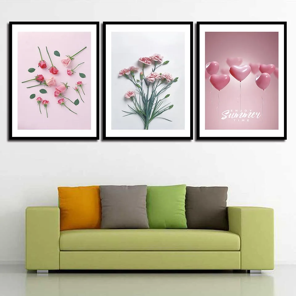 

Space Art Wall Nordic Style Rose Flower Enjoy Time Balloon Home Decor Painting Canvas Prints Poster Modern Picture For Girl Room