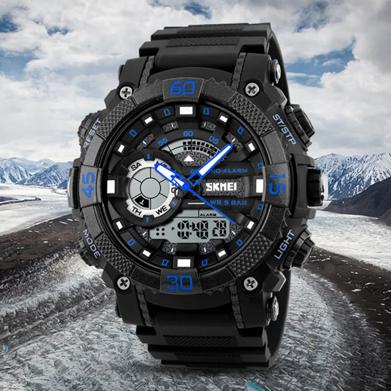 

Men Sport Quartz Watch Analog Digital LED Outdoor Waterproof Military Watches Chronograph Wristwatches Relogio Masculino SKMEI