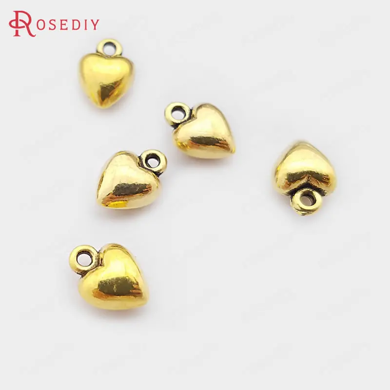 Подвески в форме сердца из цинкового сплава цвета шампанского 10 х7 мм 50 шт. (26804) |