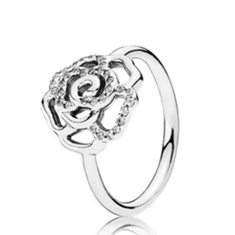 

Hot Sale High Quality Luxurious 100% 925 Sterling Silver Famous Rose Flower Design Rings For Women ANNIVERSARY SALE 2018